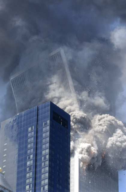 World Trade Centre - burning after a terrorist attack